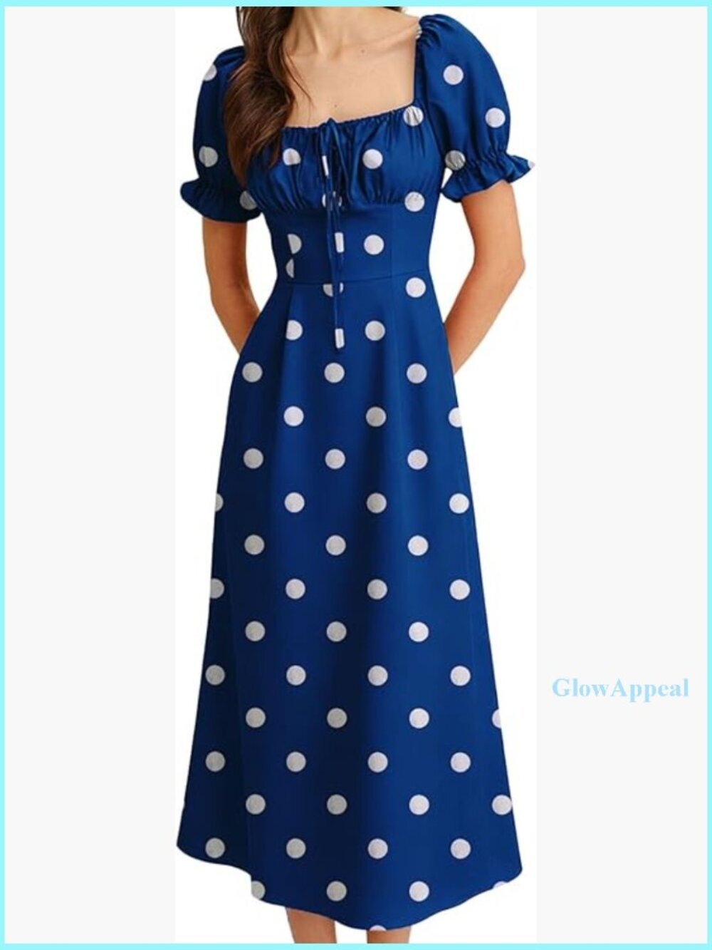 Vintage Square Neck Adjustable Bust Floral Midi Dress Summer Casual